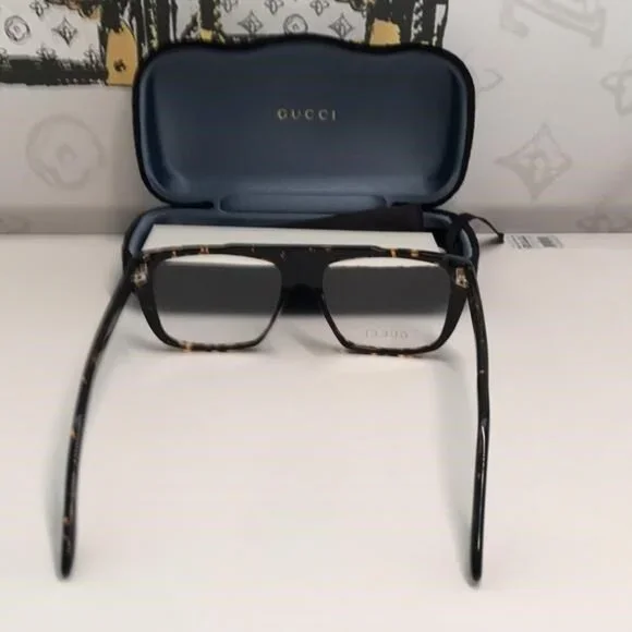 New Authentic Gucci Tortoiseshell Square Glasses GG1040o 002 - Picture 9 of 12